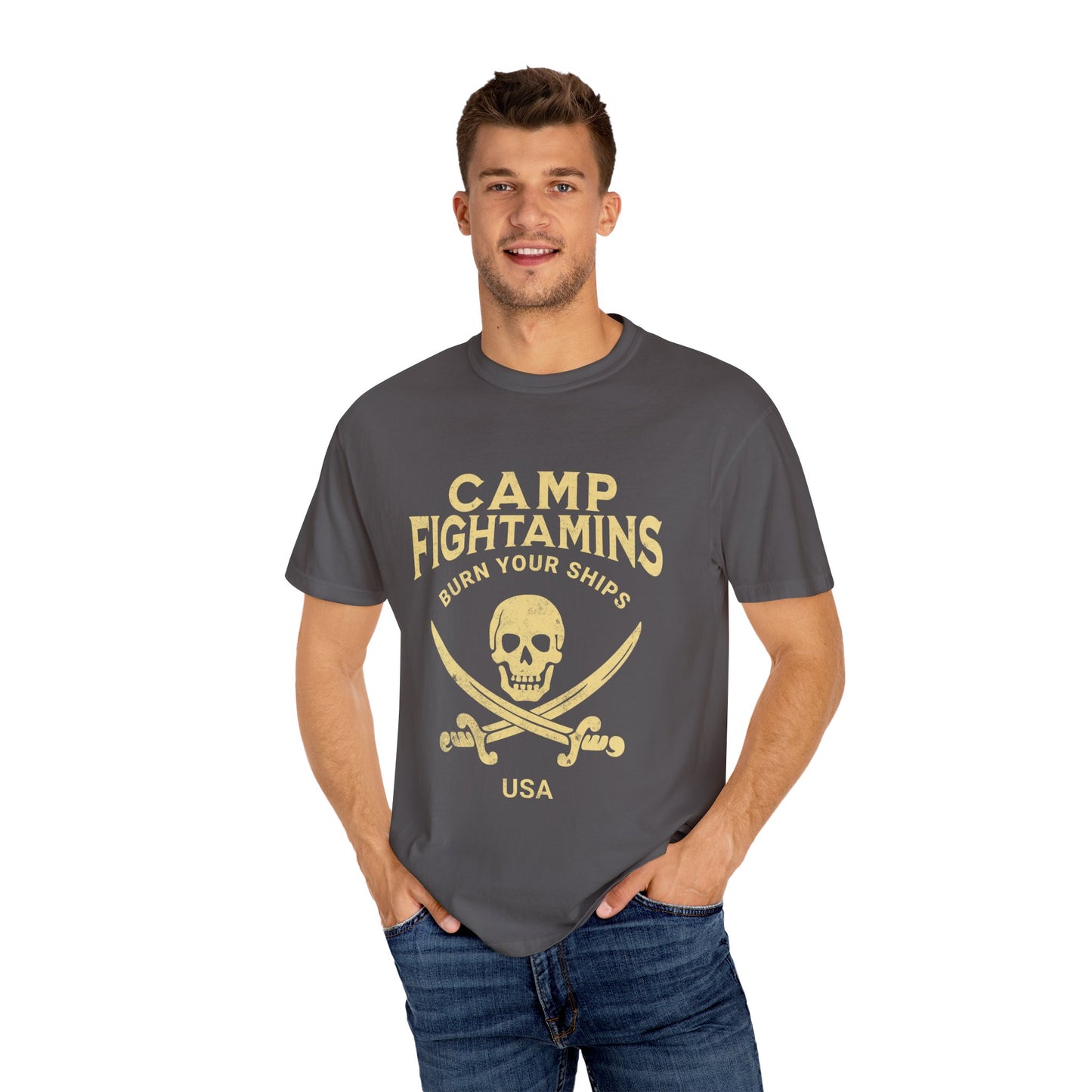 Camp Fightamins “Burn Your Ships” Unisex Tee – Embrace the Adventure