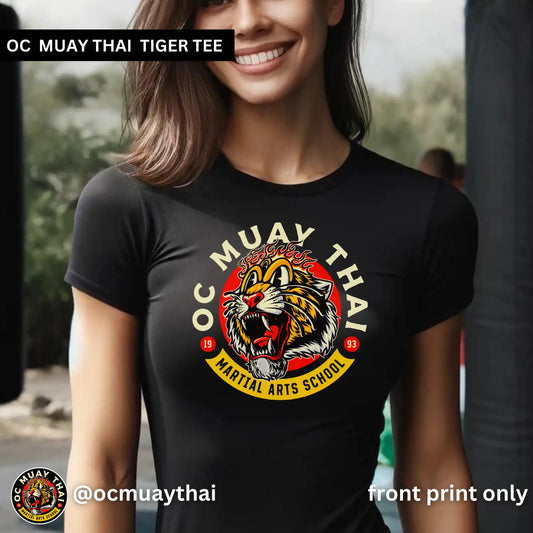OC Muay Thai Tiger Tattoo Style T-Shirt - Multicolor Front Print Tee