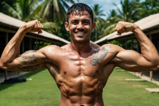 Male fighter punching with Fightamins HYDRATE+ for hydration